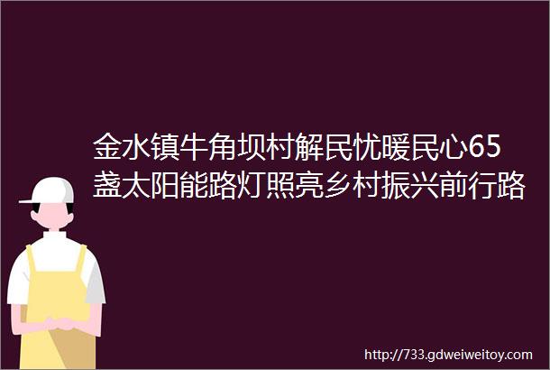 金水镇牛角坝村解民忧暖民心65盏太阳能路灯照亮乡村振兴前行路